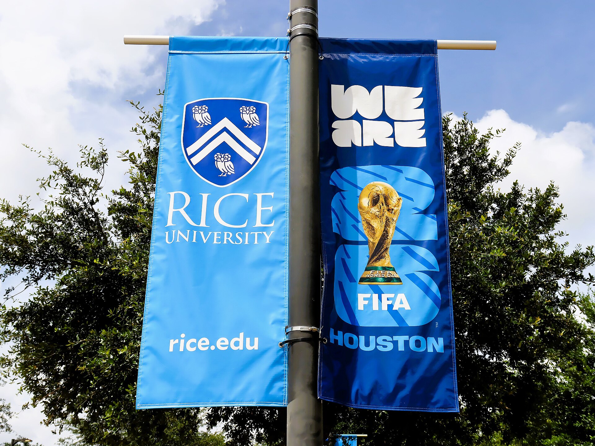 2026 World Cup banners in Houston, one of the United States host cities