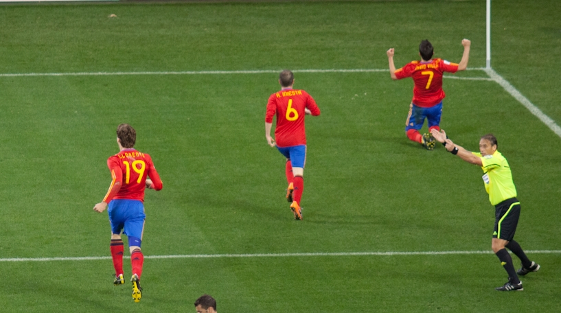 The Spain team at the 2010 World Cup, the one of Iniesta's decisive goal